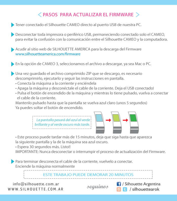 Pasos para actualizar el firmware de cameo 3